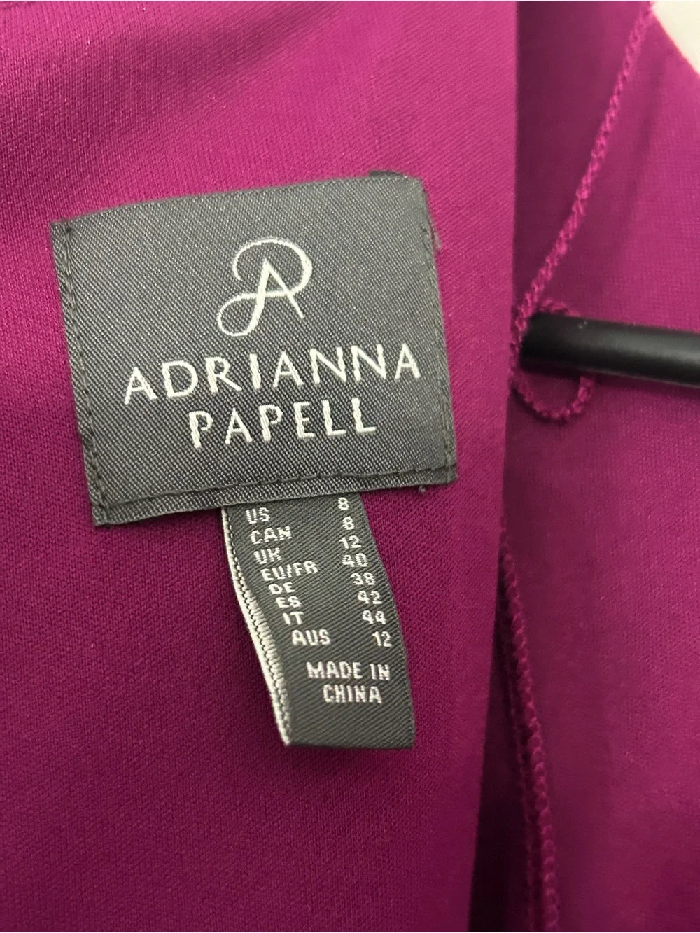 Adrianna Papell Magneta Purple Tie Waist Dress 3/4 Sleeve Sheath Size 8 Event